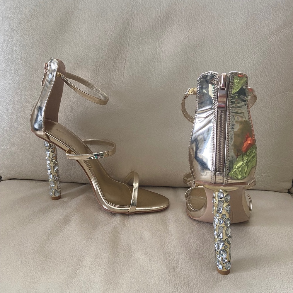 Gold strappy heels